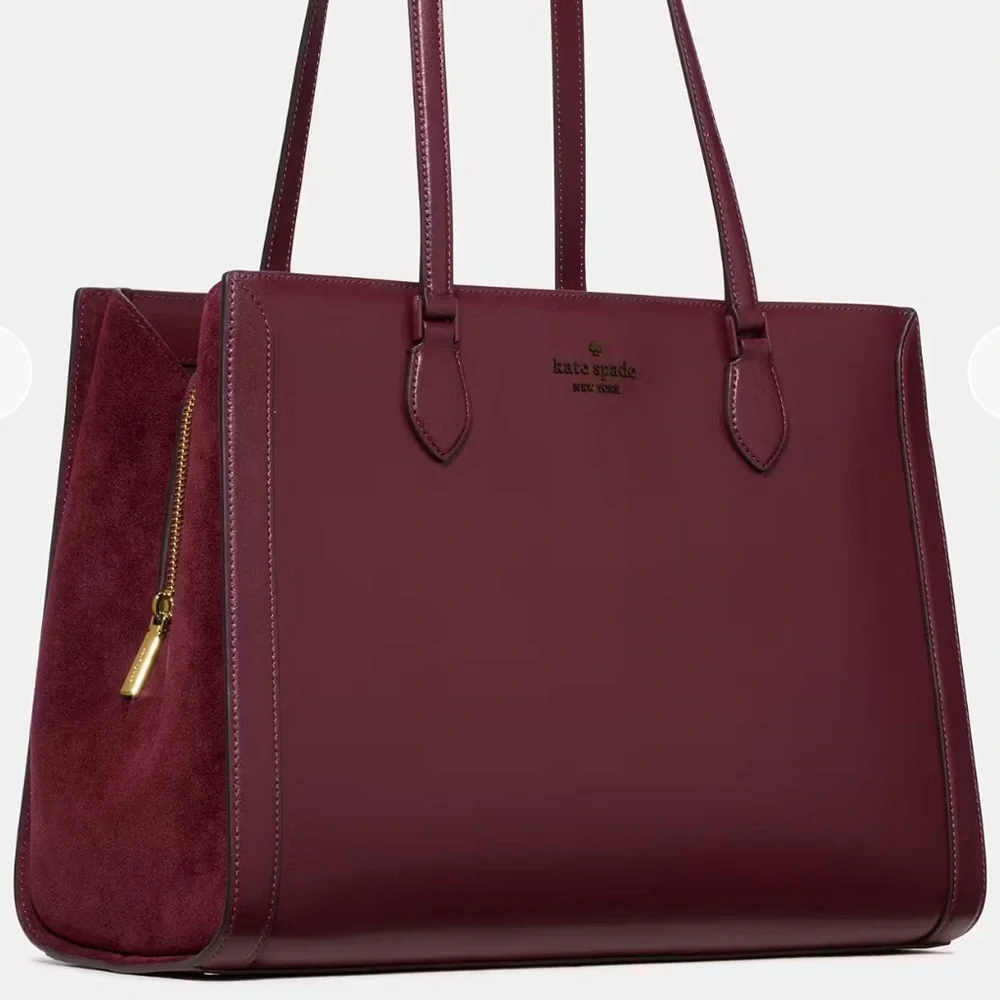 Kate Spade Madison Suede Large Laptop Tote Dark Merlot